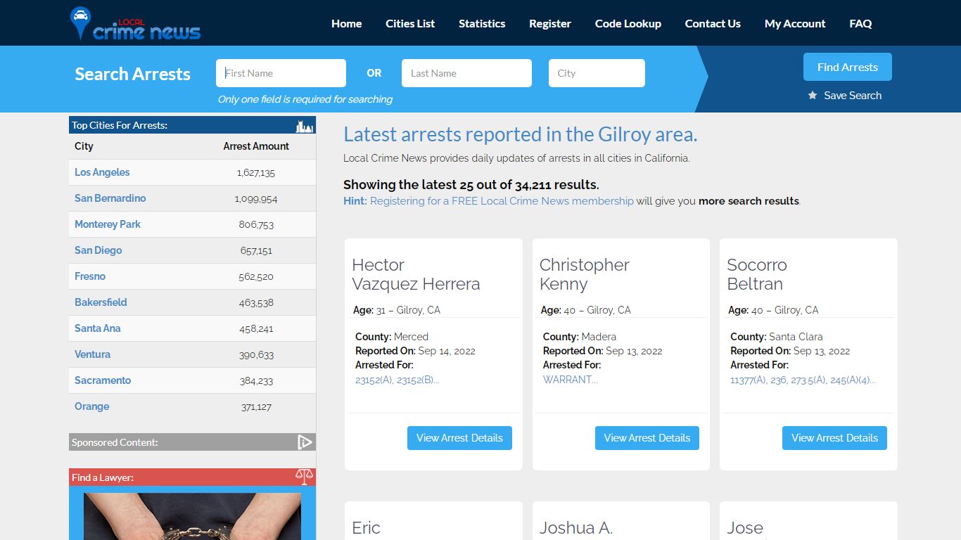 Gilroy California Arrest Records | Local Crime News