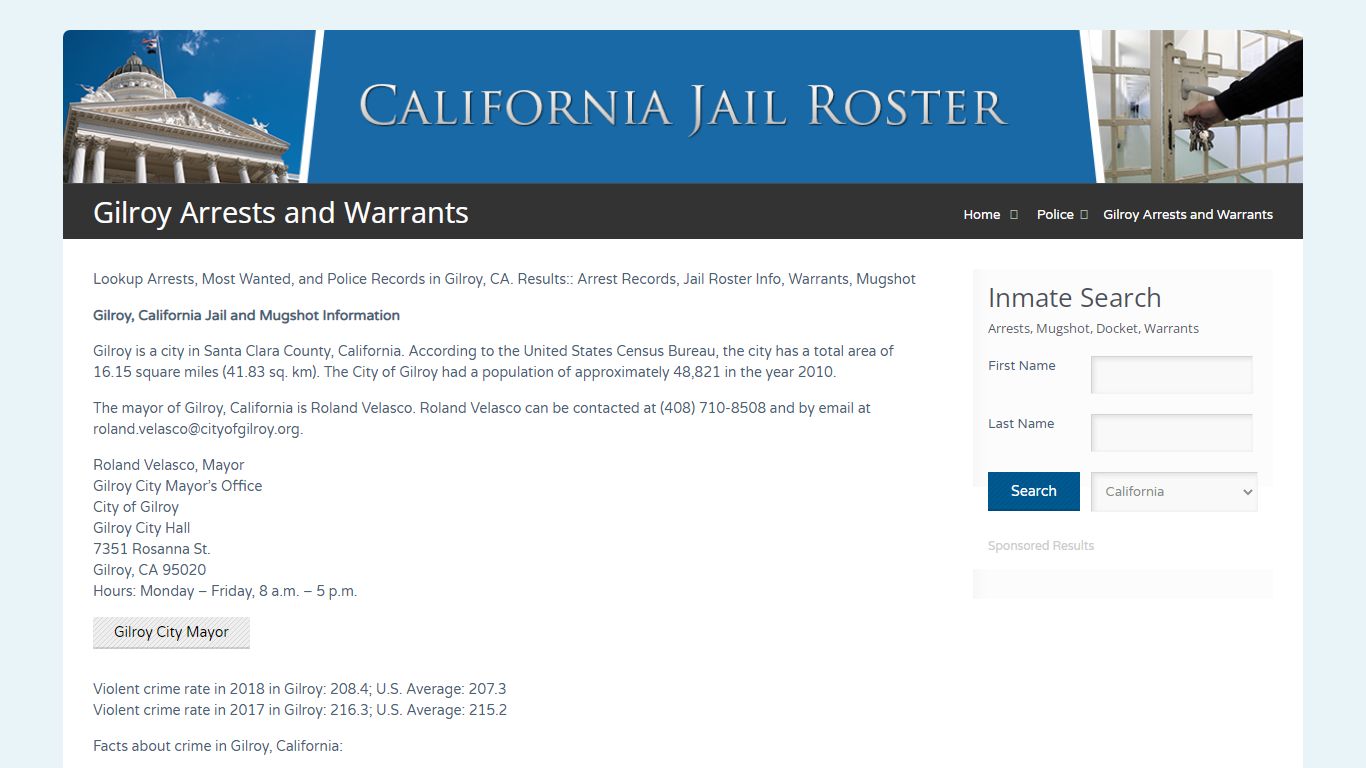 Gilroy Arrests and Warrants | Jail Roster Search