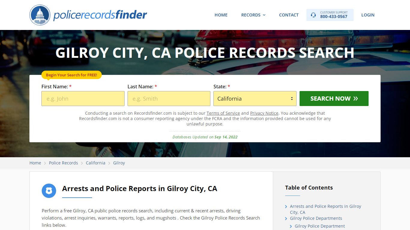 GILROY CITY, CA POLICE RECORDS SEARCH - RecordsFinder